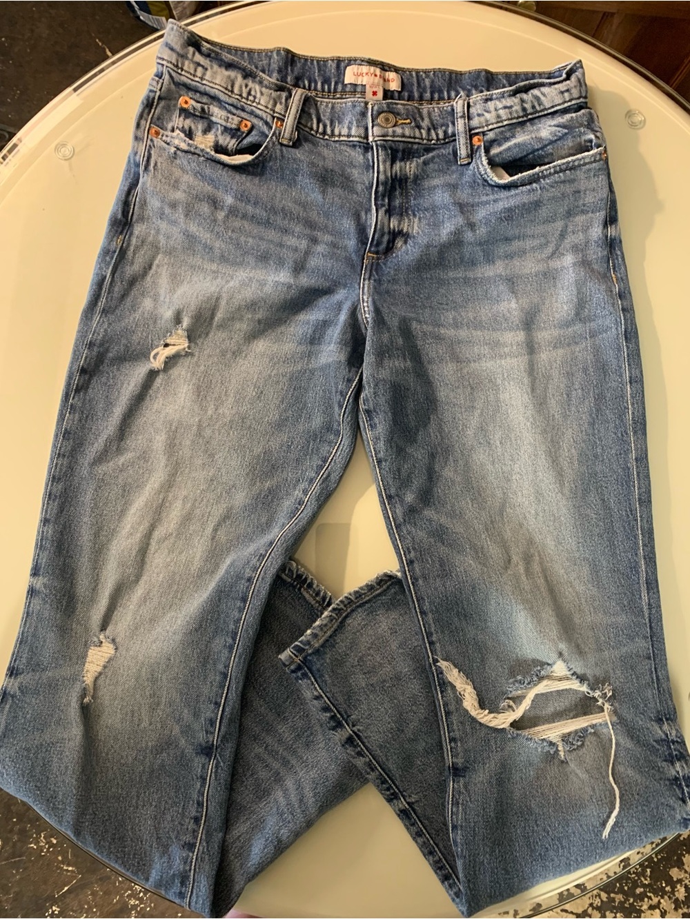 Lucky Brand Light Blue Straight Leg Distressed Jeans